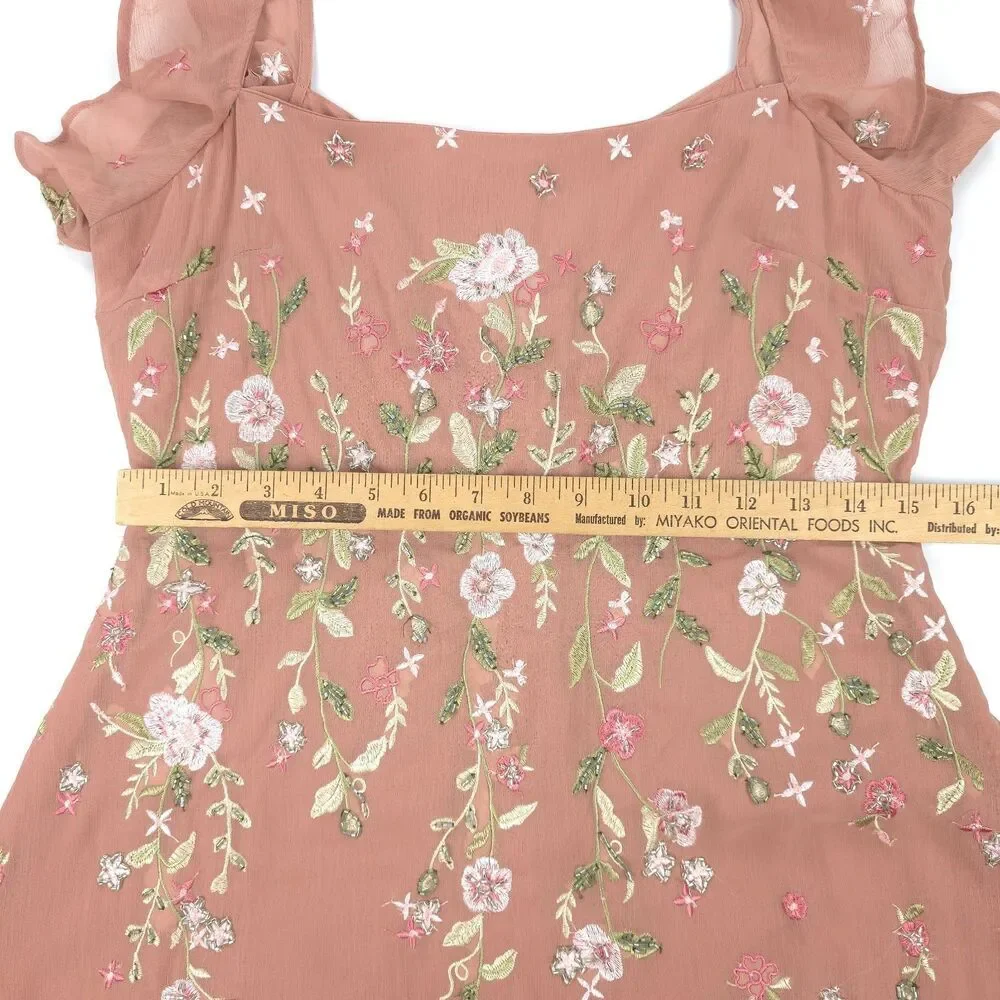 ASOS Cami Embellished Maxi Dress Bridesmaid Gown Embroidered Rose Ethereal Fairy - Picture 4 of 13